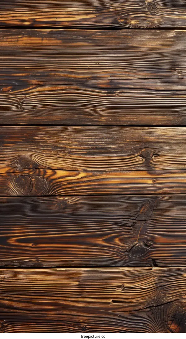 Burnt Wood Plank Texture Background