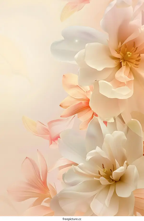 Soft White Magnolia Flowers Close Up