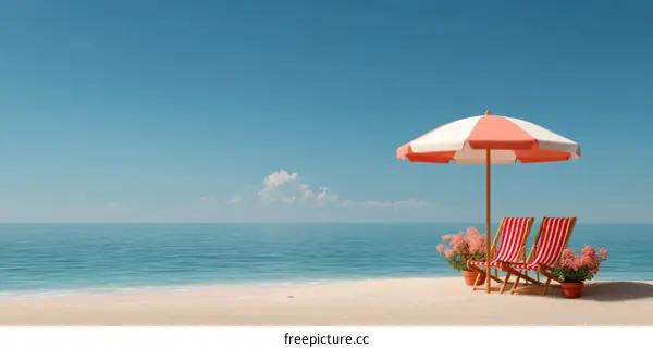 Beach Vacation Relaxation Scene Illustration