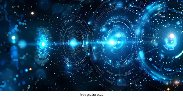 Abstract Technology Background with Blue Lights