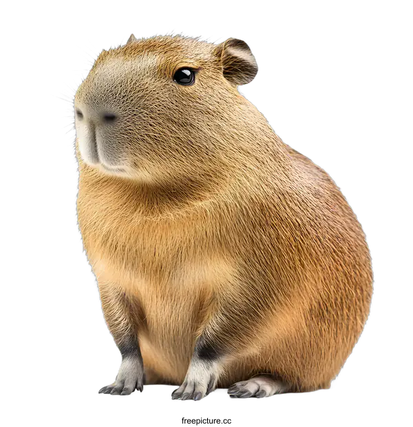 [Transparent Background PNG]Capybara Sitting On White Background