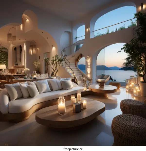 Luxury Villa Interior with Breathtaking Sea Views