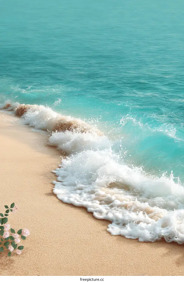 Ocean Wave on Sandy Beach Illustration