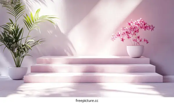 Pink Floral Display Stand Illustration