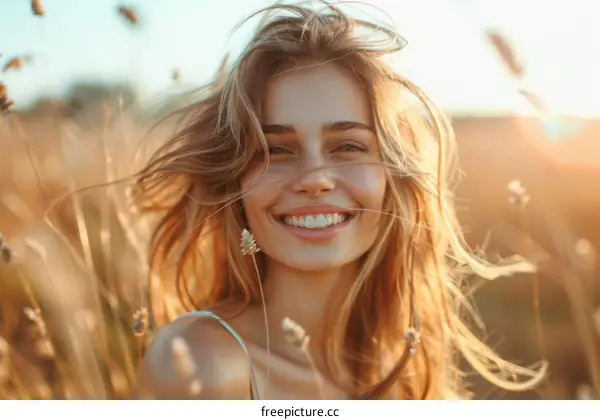 Happy Woman in a Field