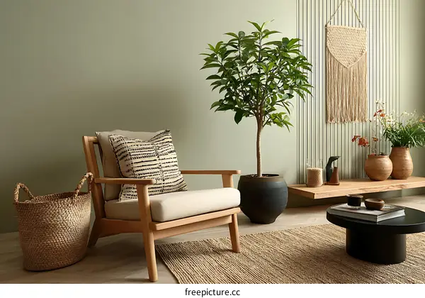 Modern Boho Living Room with Greenery