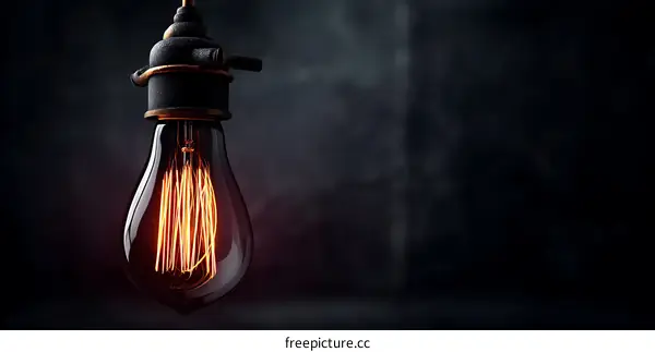 Vintage Edison Style Lightbulb in Dark Background