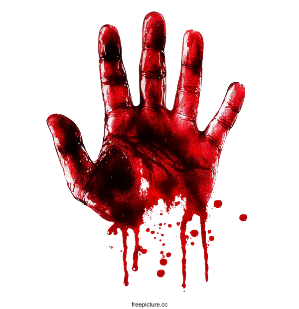 [Transparent Background PNG]Bloody Hand Print on White Background