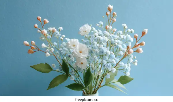 Beautiful Bouquet of Light Blue and White Flowers