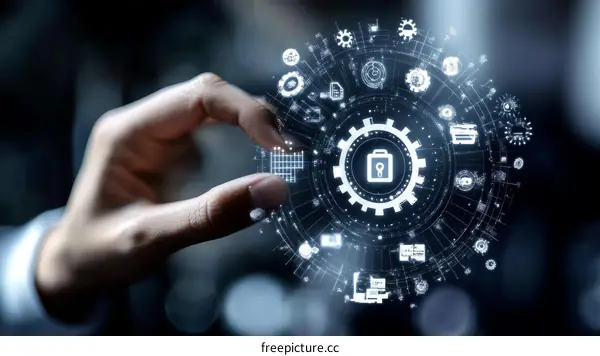 Hand Interacting with a Digital Network of Security