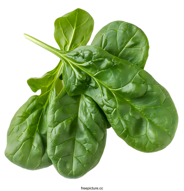 [Transparent Background PNG]Fresh Green Spinach Leaves Isolated on White Background