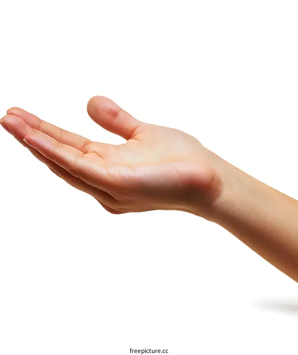 Open Hand Gesture on White Background