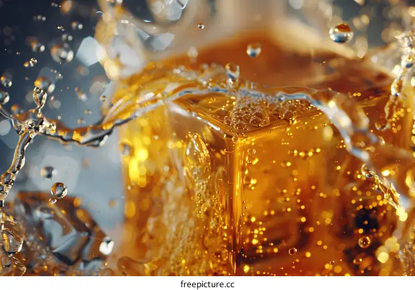 Close Up Photo of Water Splashing on Ice Cube