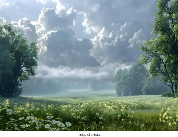 White flowers blooming in the valley