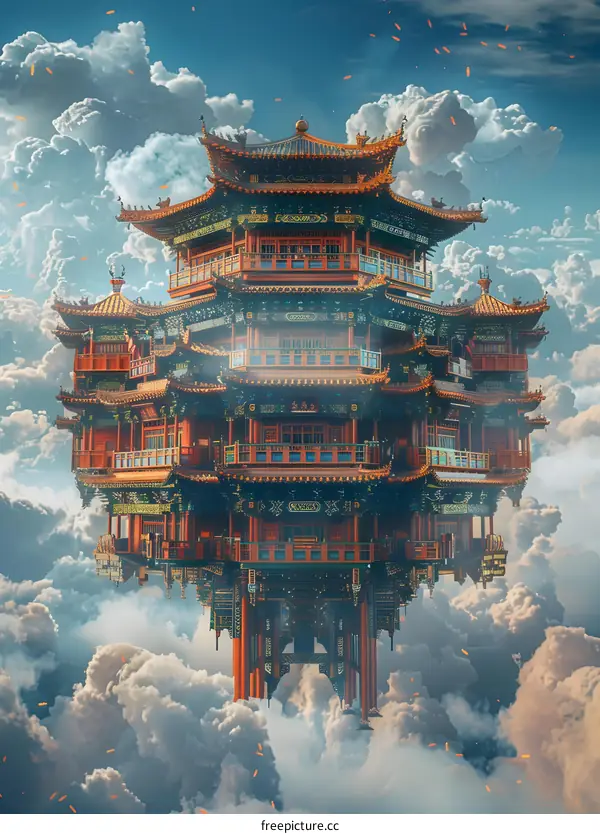Floating Chinese Temple in the Clouds