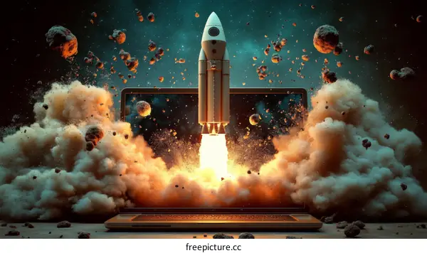 Rocket Launch from a Laptop Space Exploration