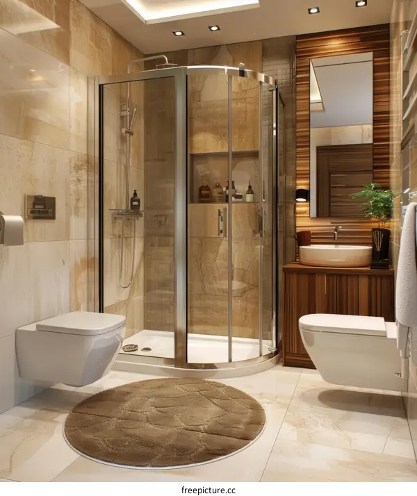 Modern Corner Bathroom Design Interior