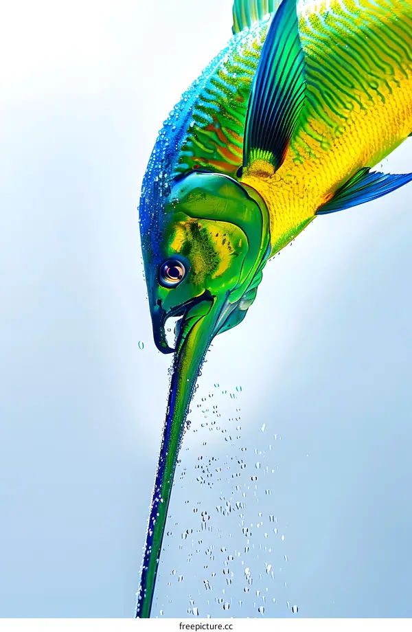 The Colorful Fish and Water Drops