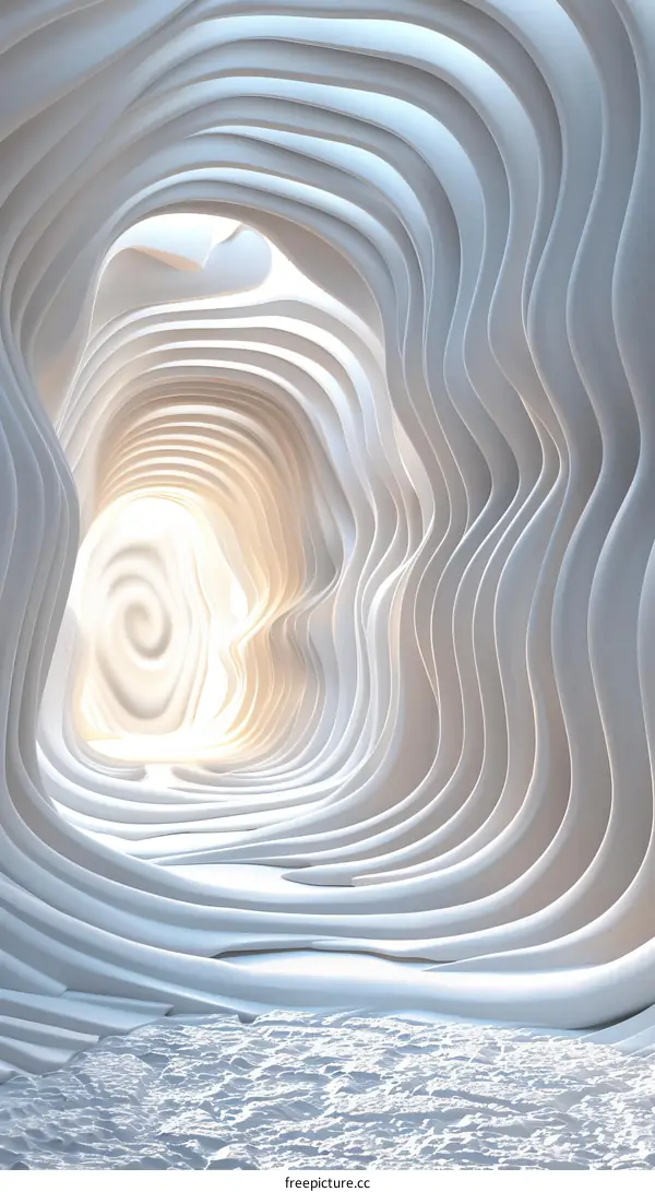 Futuristic tunnel with glowing light at the end