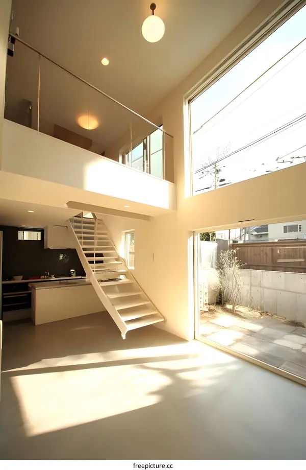 Modern White Staircase Design in Minimalist Home Interior
