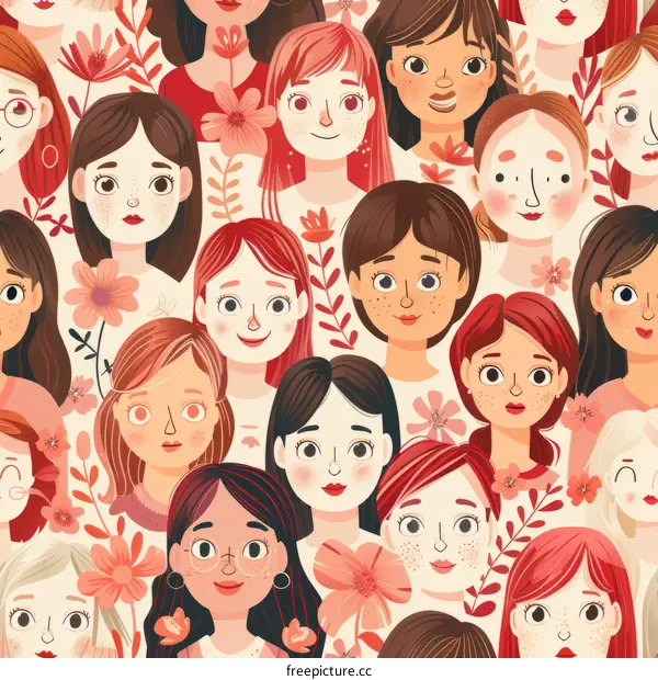 Diverse group of women with different skin tones and hair colors