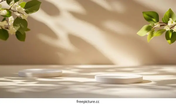 Empty Display Podium with Floral Decor