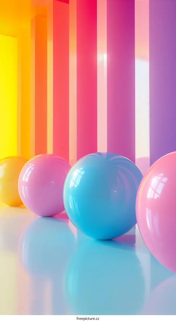 Colorful Abstract Balls in a Rainbow Room