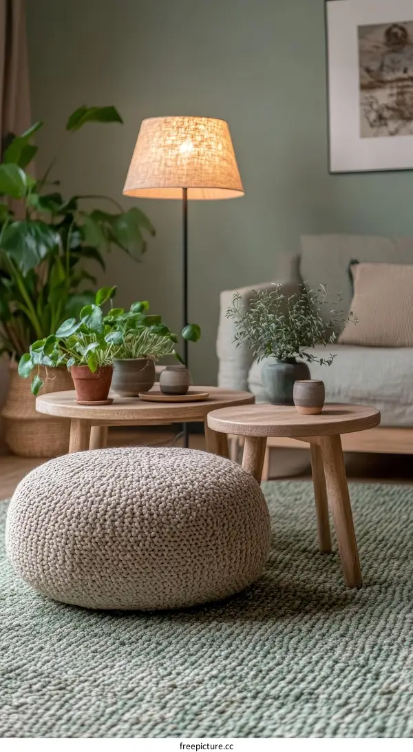 Cozy Living Room with Natural Elements