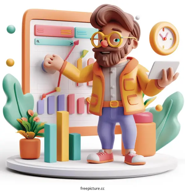 A man standing in front of a board with graphs and charts