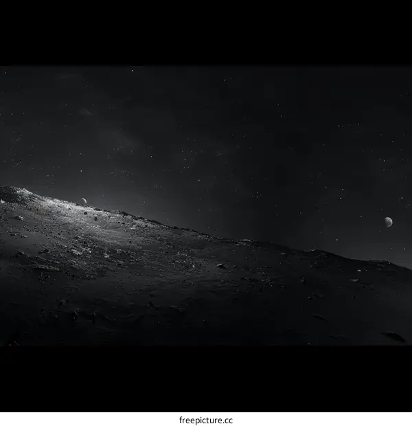 Black and white image of the moon's surface