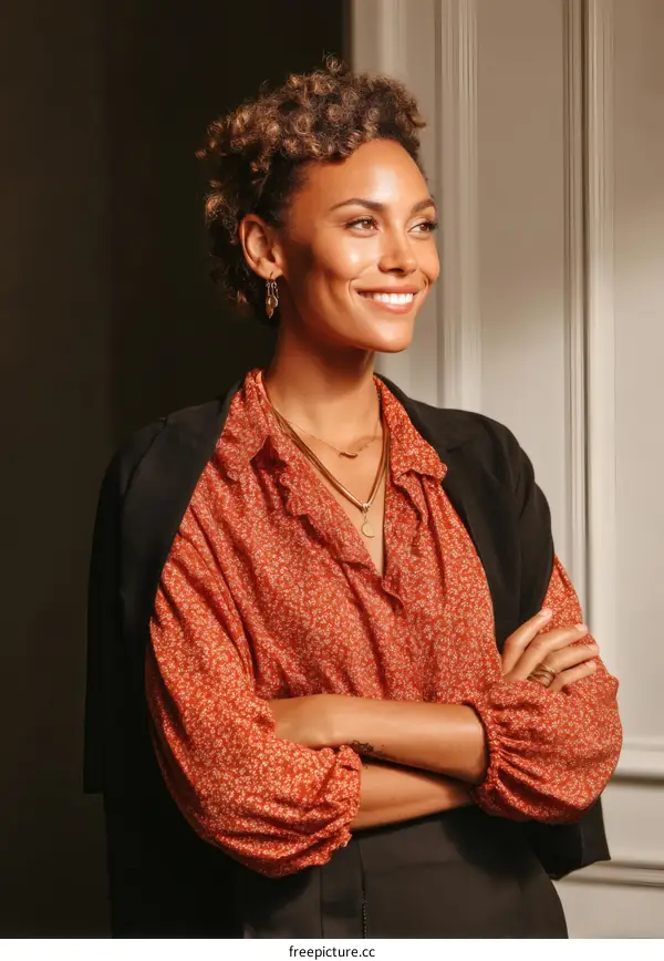 Confident Black Woman in Stylish Outfit