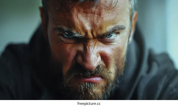 Close-up Angry Man Face Expression