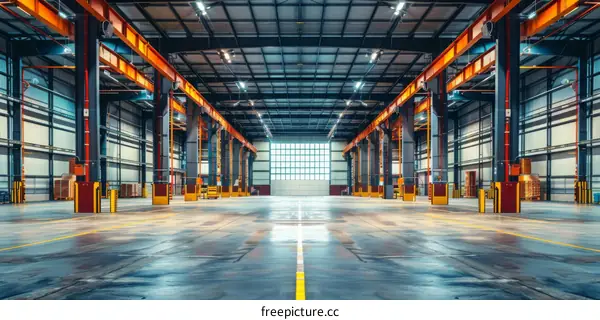Modern Distribution Center Empty Warehouse Interior
