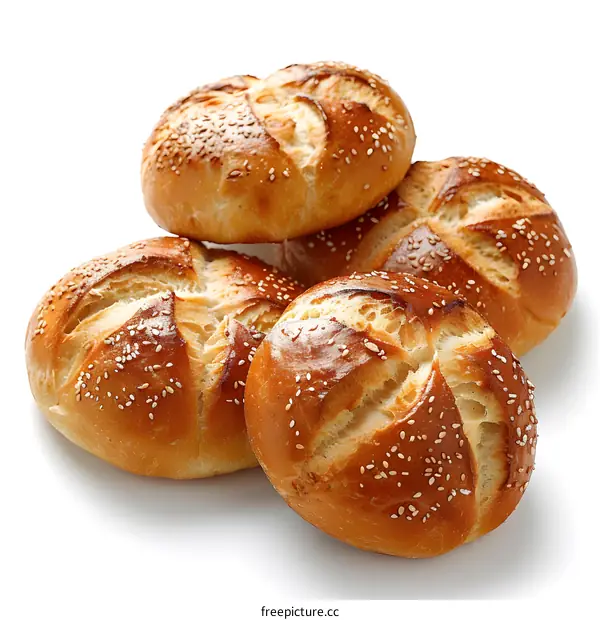 Kaiser Rolls on White Background