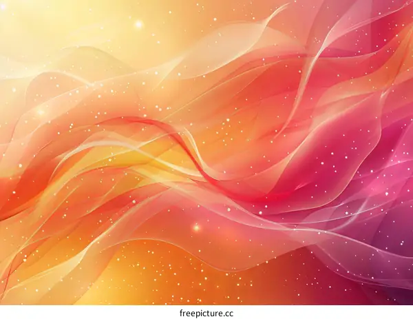 Red Pink Waves and Glowing Light Dots