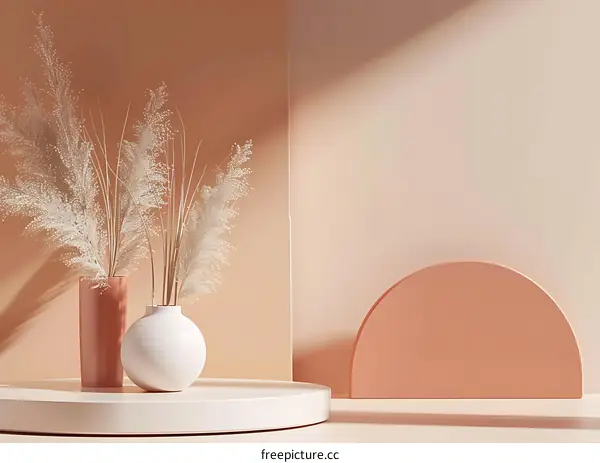 Minimalist Modern Home Decor with Pampas Grass in a White Vase