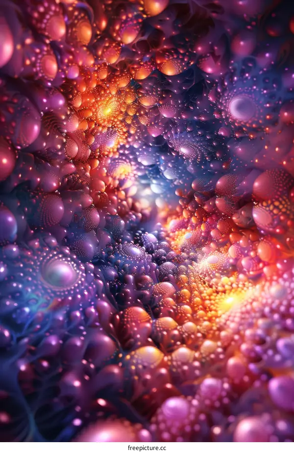 Glowing Orbs in a Colorful 3D Cave