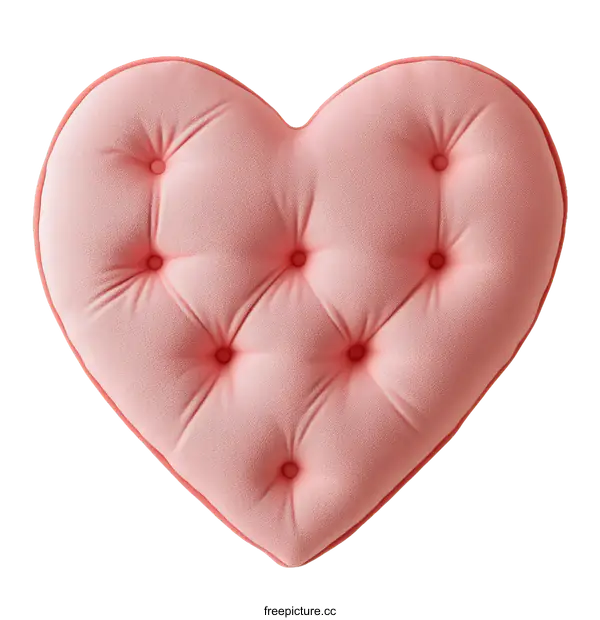 [Transparent Background PNG]Heart Shaped Pink Upholstered Cushion