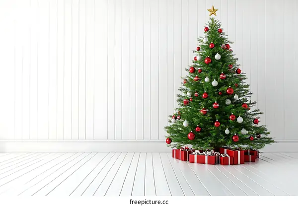 Christmas Tree in a White Room