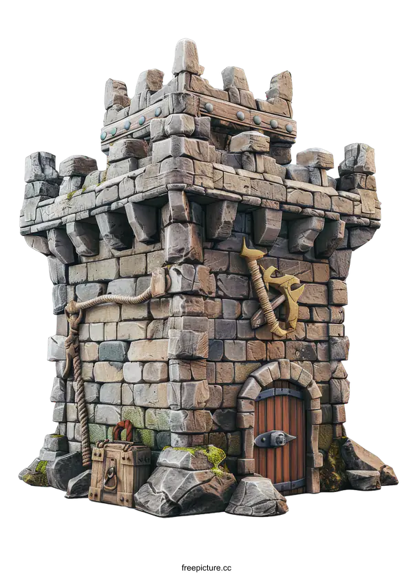[Transparent Background PNG]Medieval Stone Tower Illustration