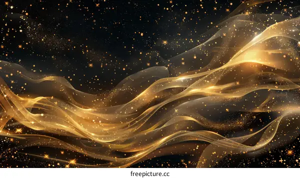 Golden Waves and Shimmering Stardust