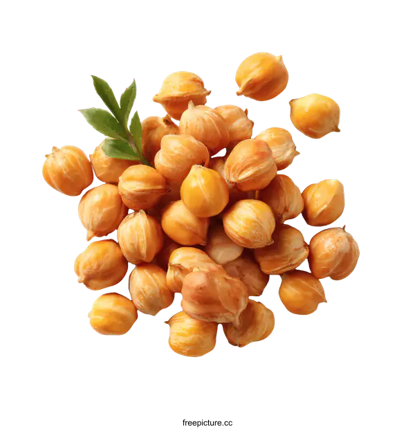 [Transparent Background PNG]Pile of Roasted Chickpeas on White Background