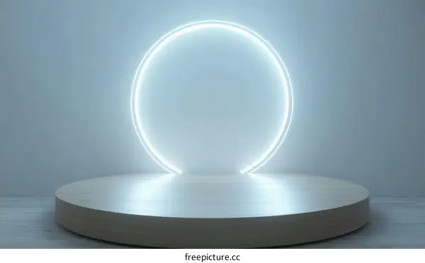 Neon Circle Display Pod Modern Aesthetic