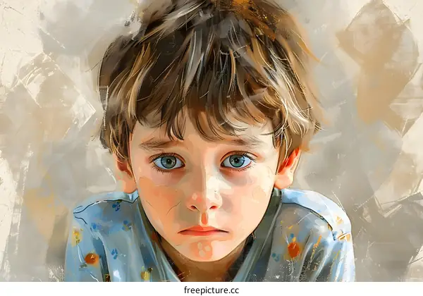 Portrait of a boy with sad eyes
