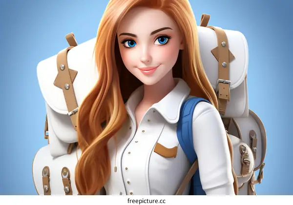 Young Woman Hiking with Backpack