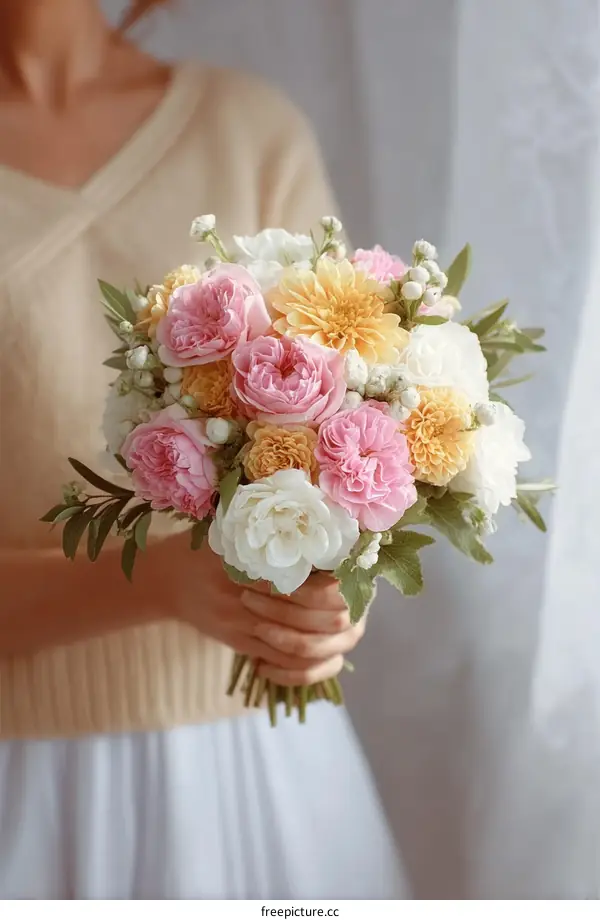 Beautiful Floral Bouquet Held by a Woman