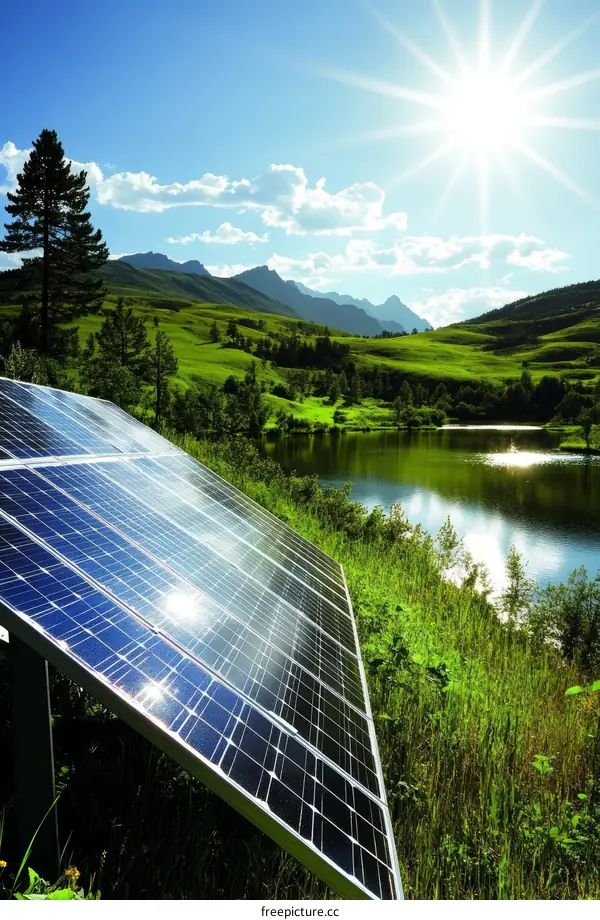 Solar Panels in a Scenic Mountain Landscape