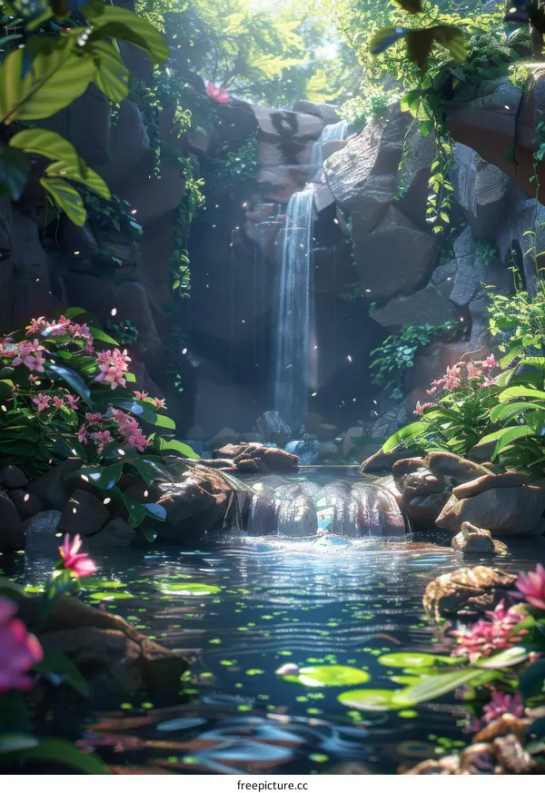 Lush Waterfall in the Jungle