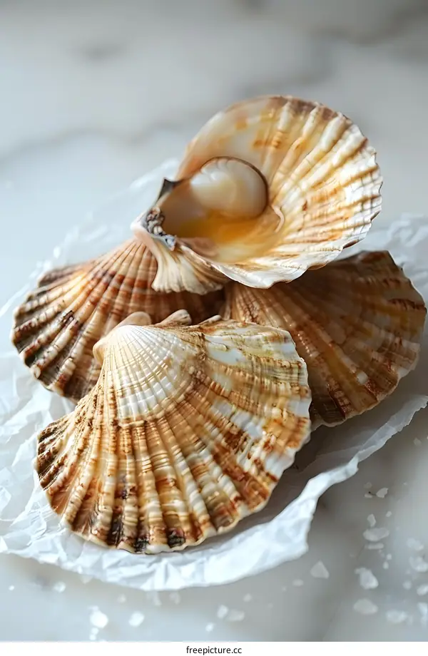 Fresh Scallops on Marble