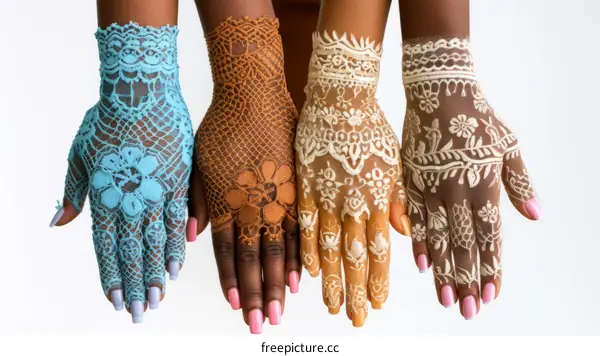 Diverse Models in Lace Gloves: A Fashion Photography Study